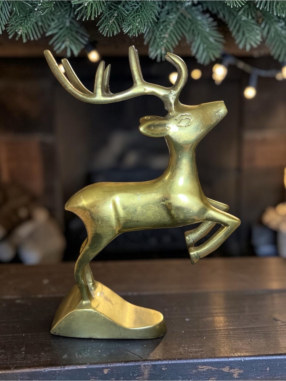 Mid Century Cast Brass Reindeer Stag Holiday Figurine Home Decor G Mark Vintage